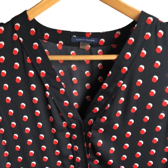 Tommy Hilfiger Dress Size 12 Sleeveless Polka Dot Black Red and White - Picture 4 of 15